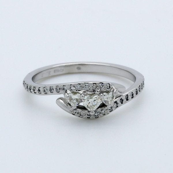 18ct White Gold 3 Stone Heart Shaped Diamond Ring