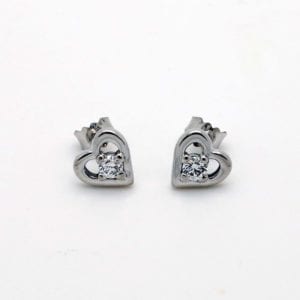 Heart Shaped Diamond Set Stud Earrings