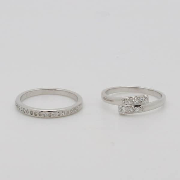 2 9ct White Gold Rings made using the Diamonds from Antique Ring