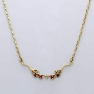 9ct Yellow Gold Ruby & Diamond Necklace