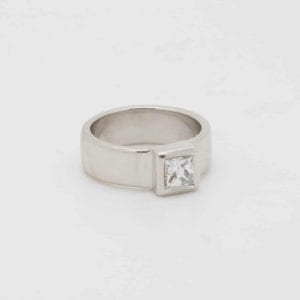 Ladies White Gold Princess Cut Solitaire Ring