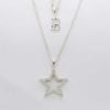 Silver Stone Set Star Pendant Hanging On 22" Silver Chain