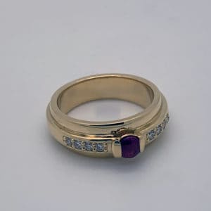 Gents 18ct Yellow Gold Bespoke Ruby & Diamond Ring