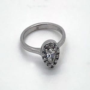 Ladies Bespoke Pear Shaped Diamond Halo Ring