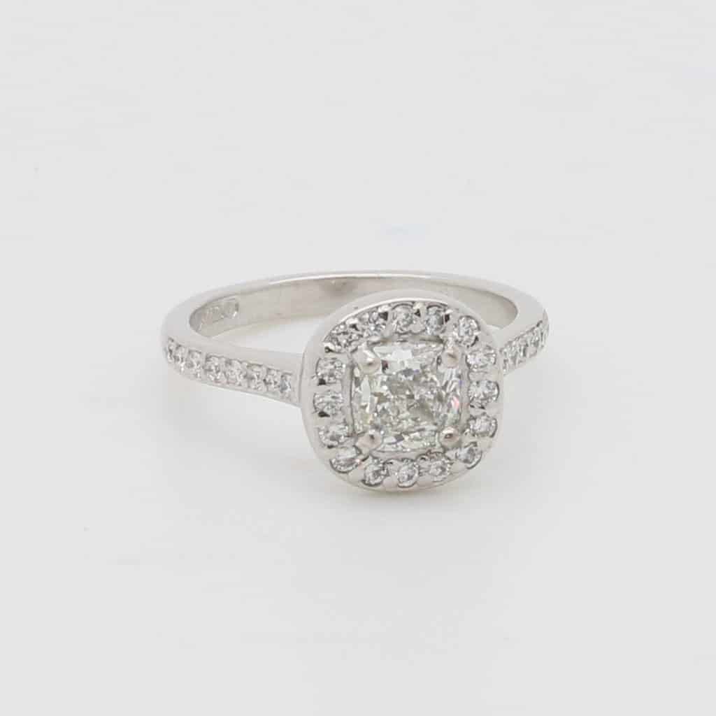 Bespoke Ladies 18ct White Gold Shaped Diamond Halo Cluster Ring