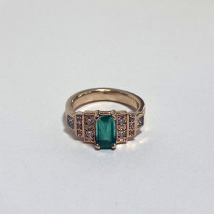 Ladies Diamond and Emerald Ring